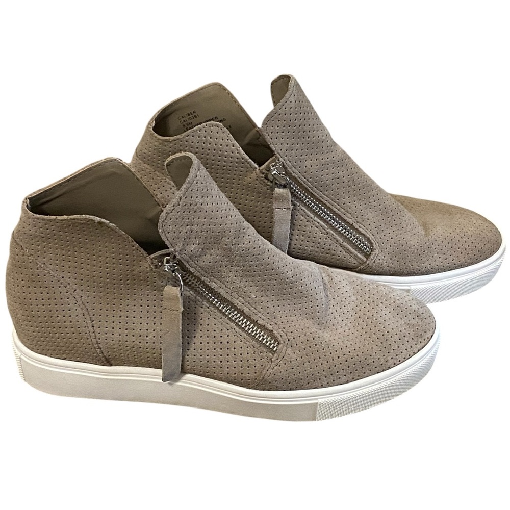 Steve Madden Tan Suede Leather Double Zip Ankle Booties Size 8.5